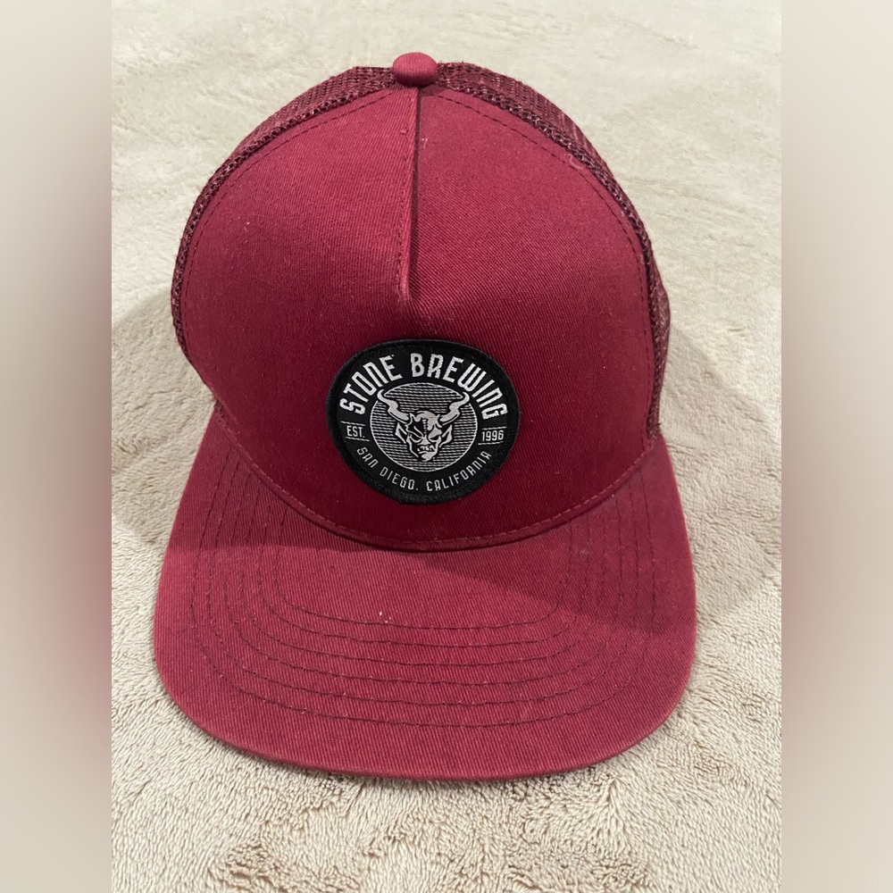 Stone Brewing San Diego Trucker Hat Snapback Maroon Logo Cap